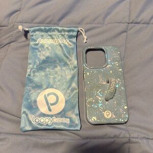 Loopy iPhone 15 Pro- LEFTY orientation- Blue Opal Shell!